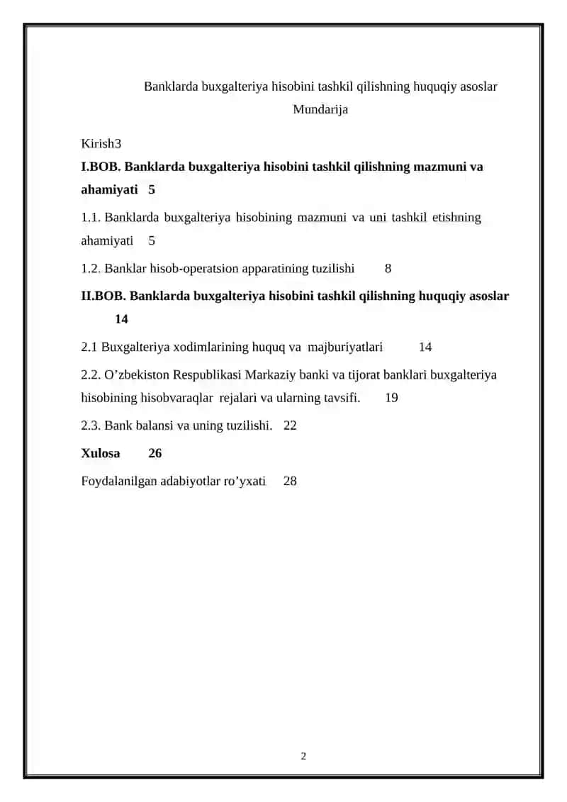 Banklarda buxgalteriya hisobini tashkil qilishning huquqiy asoslar 2