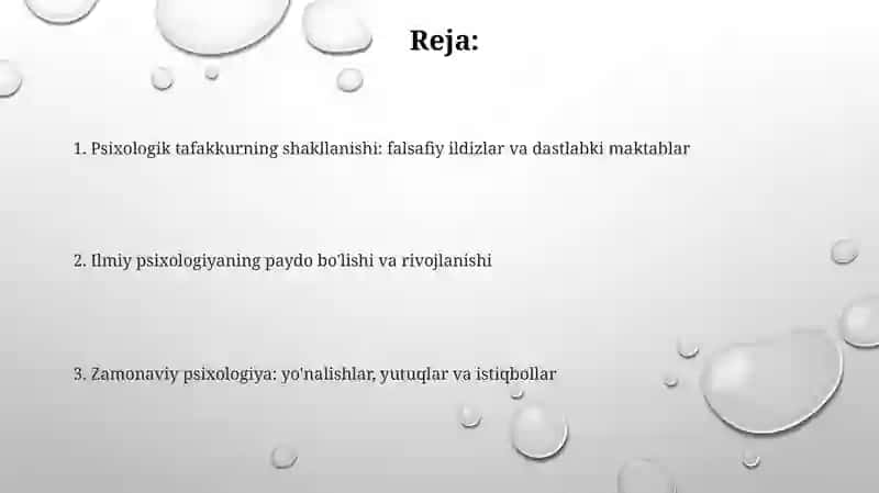 Psixologik fikirlashning rivojlanish tarixi 2