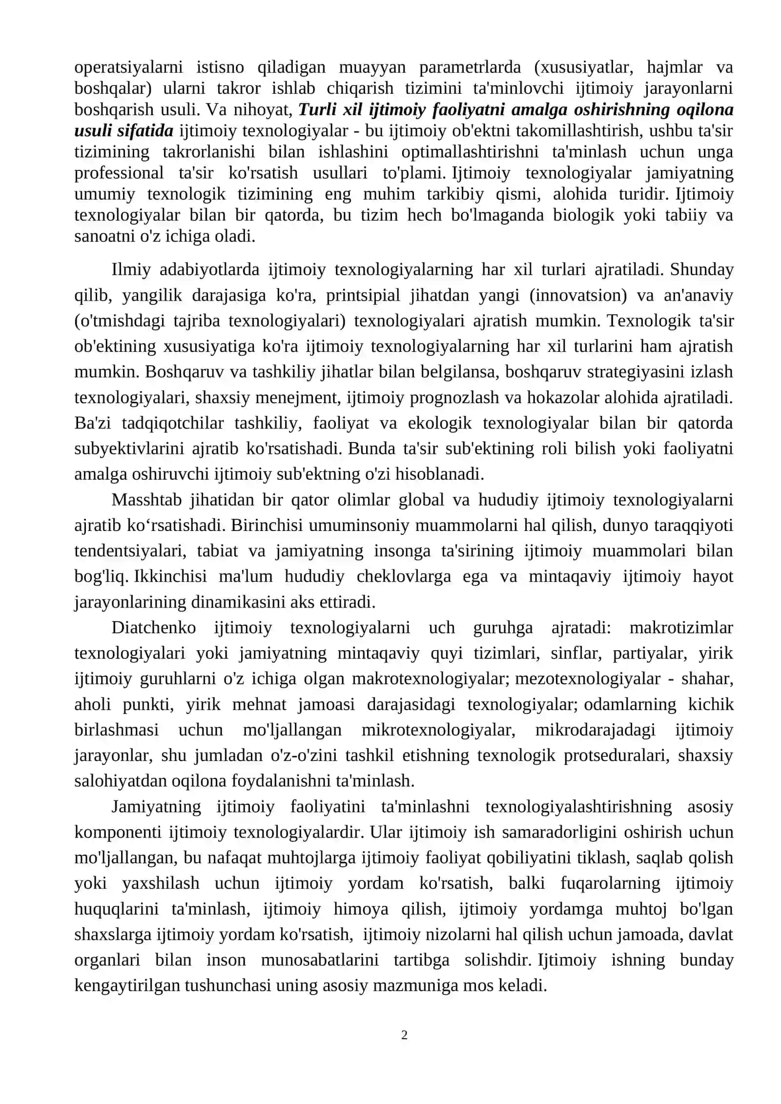 Ijtimoiy ishning umumiy texnologiyalari 2