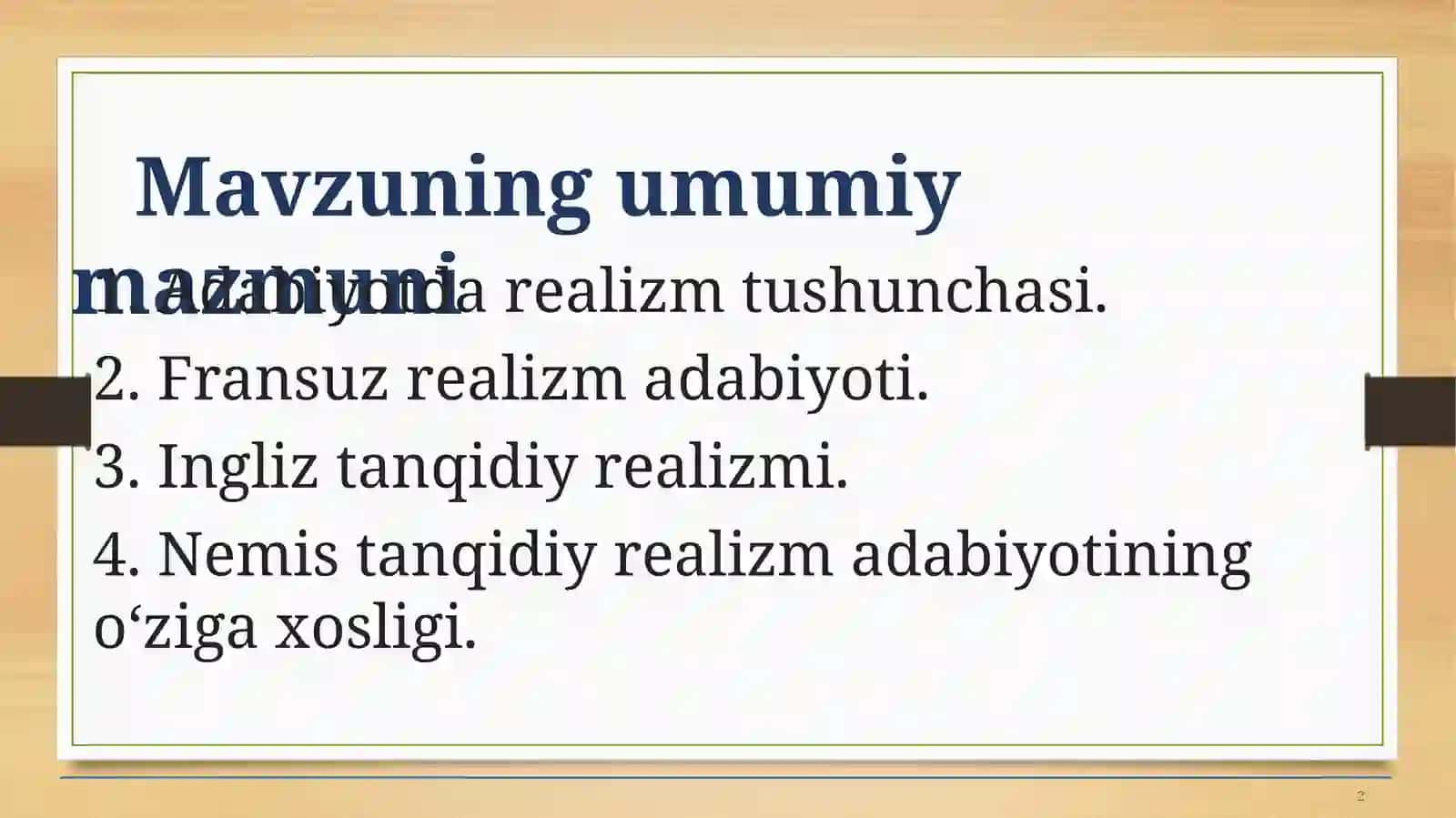 Realizm va tanqidiy realizm adabiyoti 2