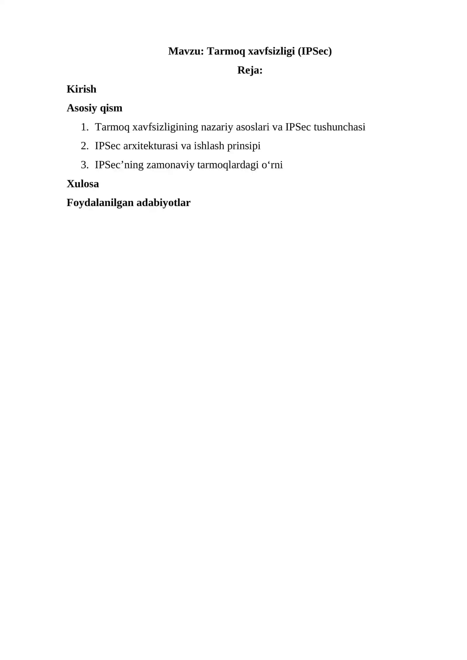 Tarmoq xavfsizligi (IPSec) 2