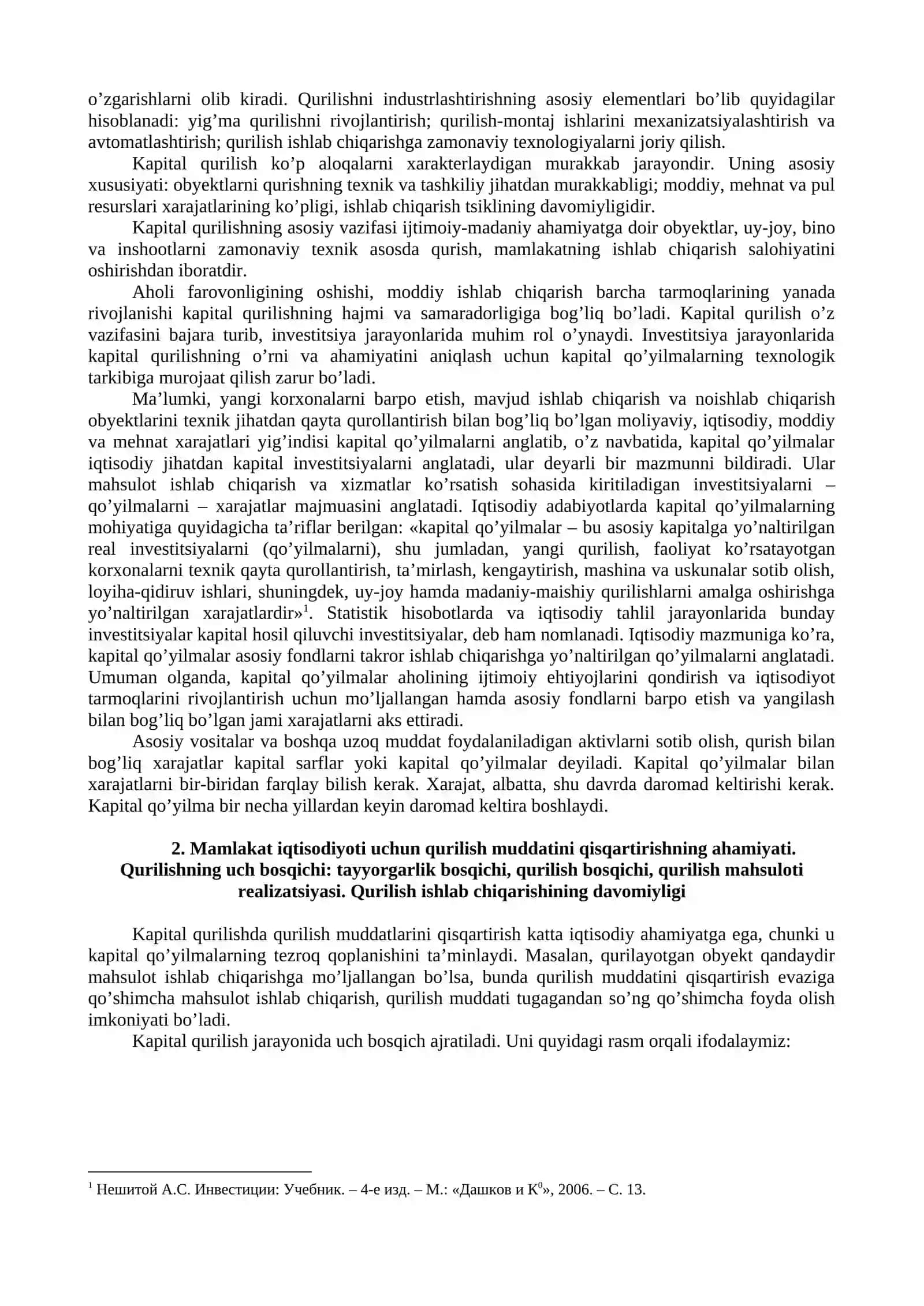 Investitsiya faoliyatida kapital qurilish 2