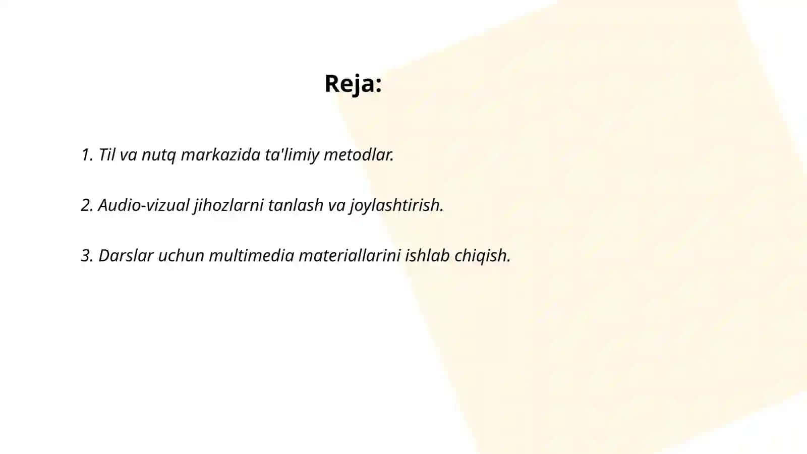 Til va nutq markazida ta'limiy faoliyatni tashkil etish va jihozlash 2