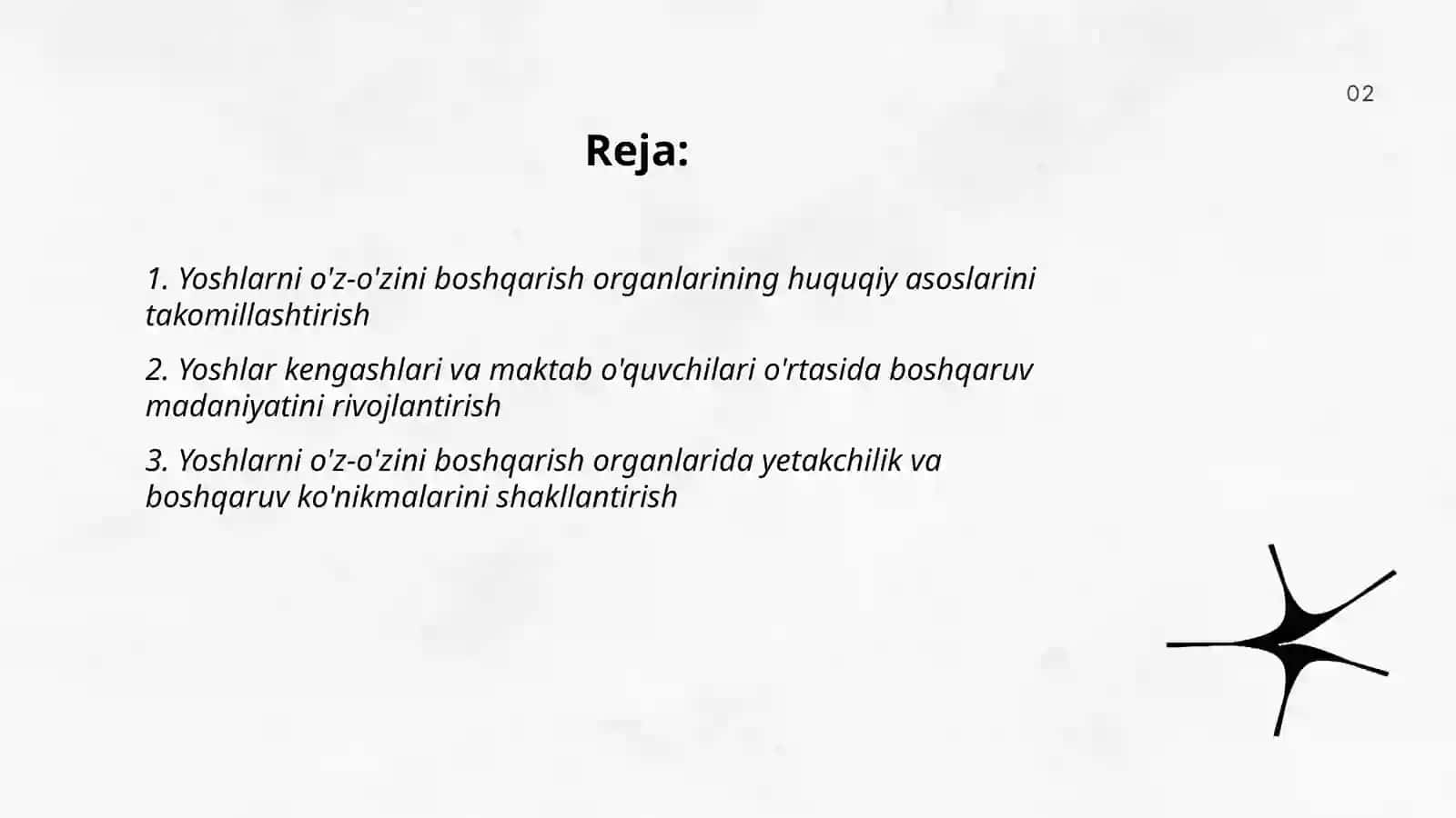 Yoshlarni o'z-õzini boshqarish organlari faoliyatini rivojlantirish 2