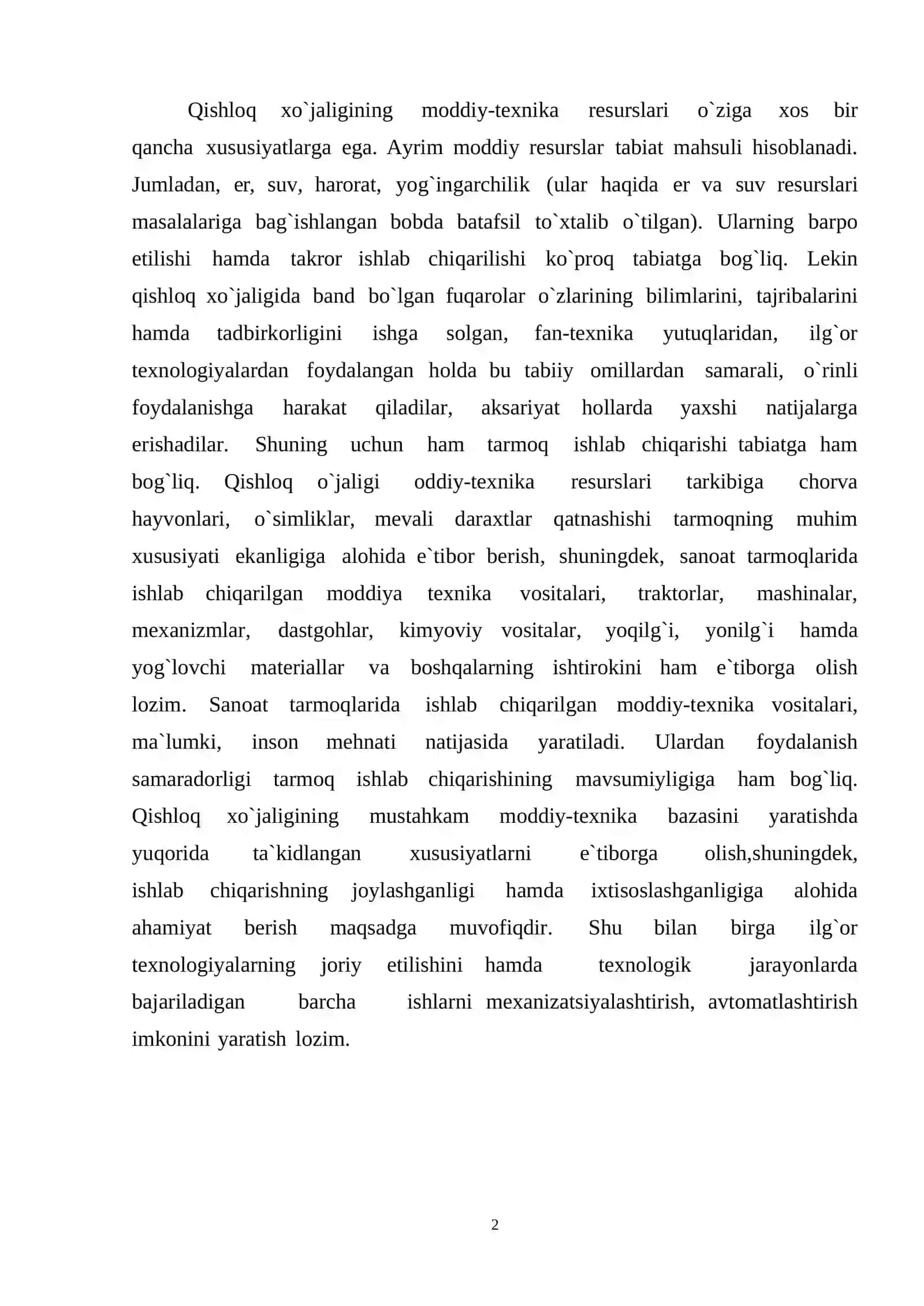 Qishloq xo`jaligi mehnat resurslari 2