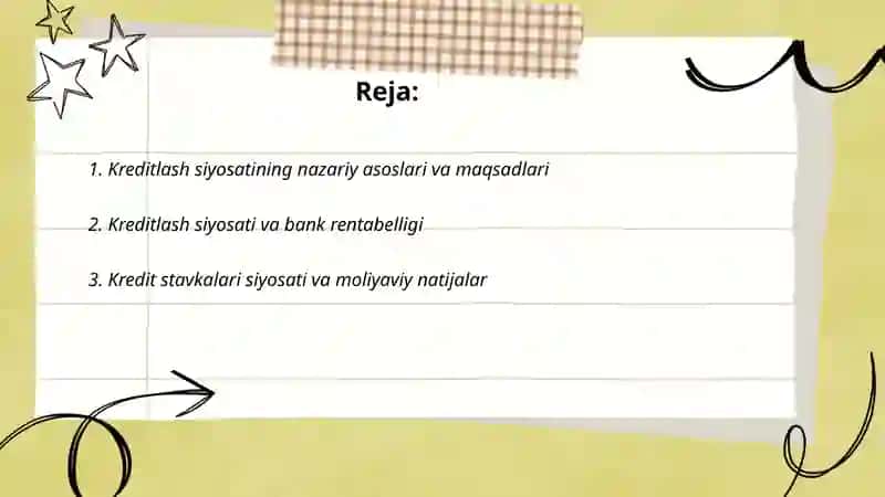 Kreditlash siyosati va uning molyaviy natijalarga ta'siri 2