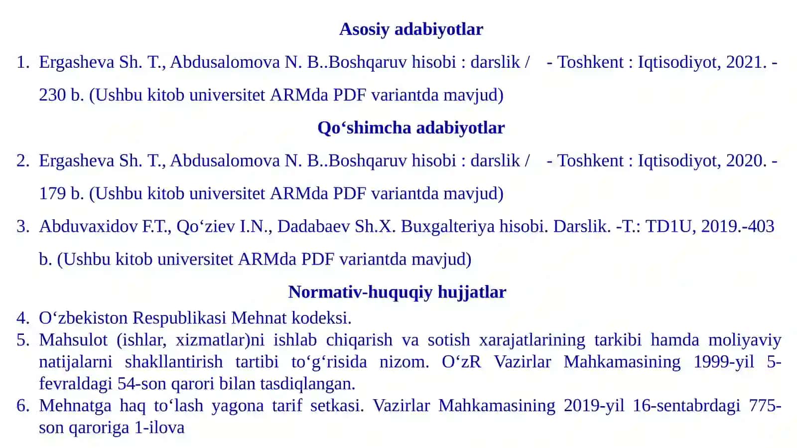 Ustamaxarajatlar hisobi 2