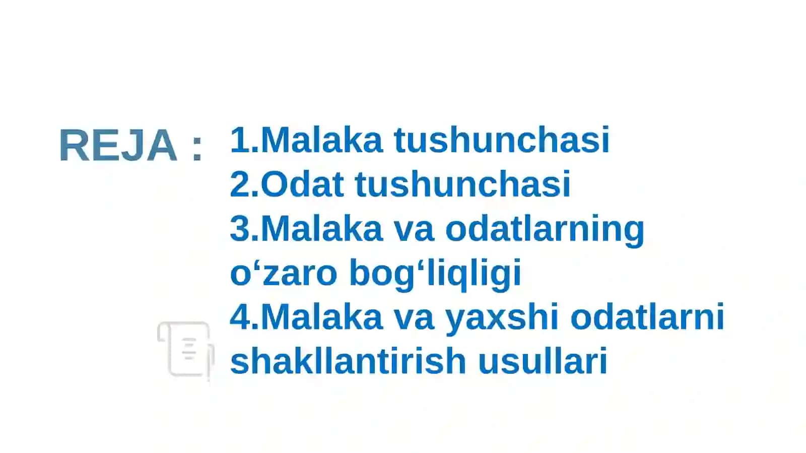 Shaxsning malaka va odatlari 2