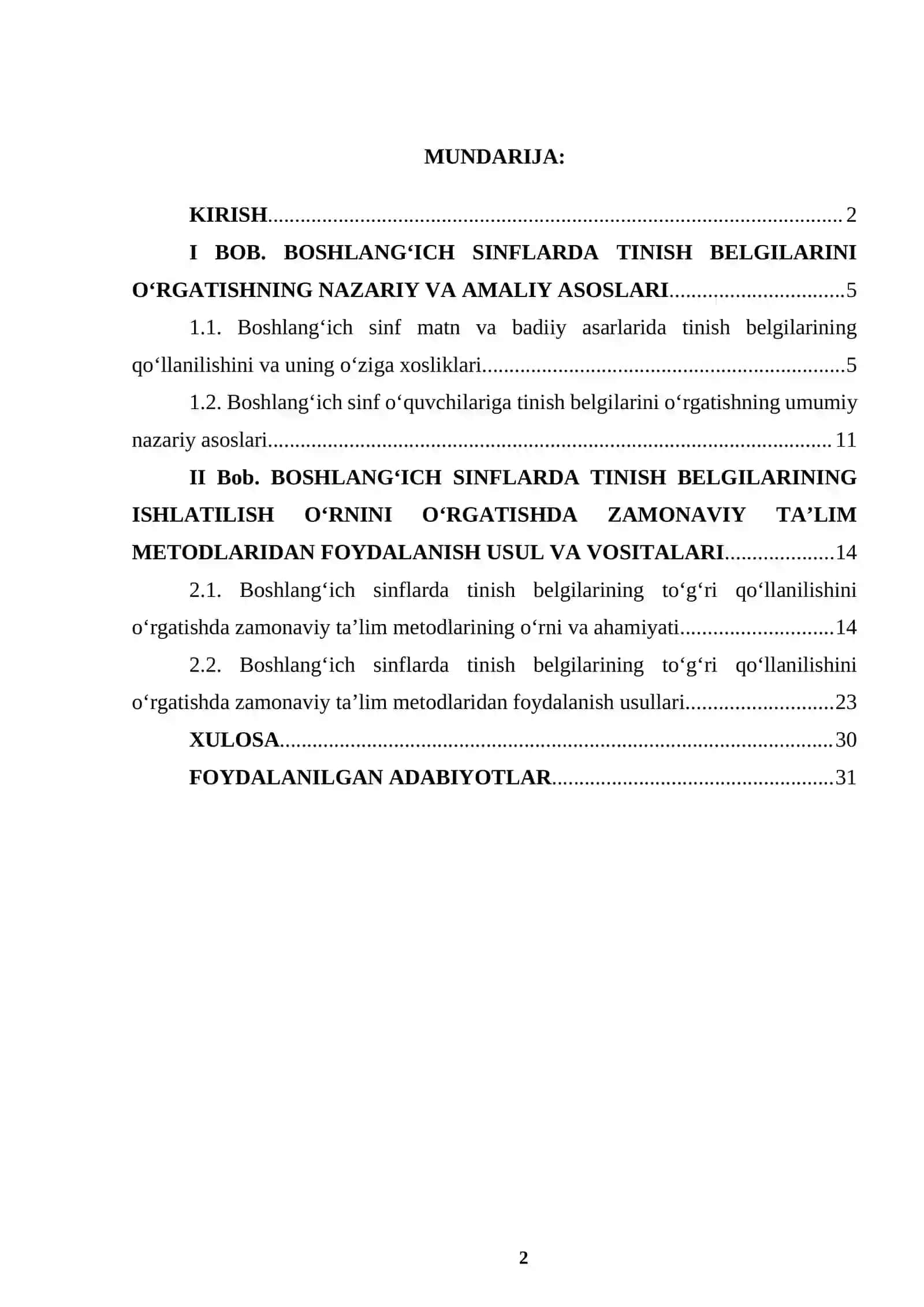 BOSHLANG’INCH SINFLARDA MATN VA BADIIY ASARLARDA TINISH BELGILARINING ISHLATILISH O’RNI 2