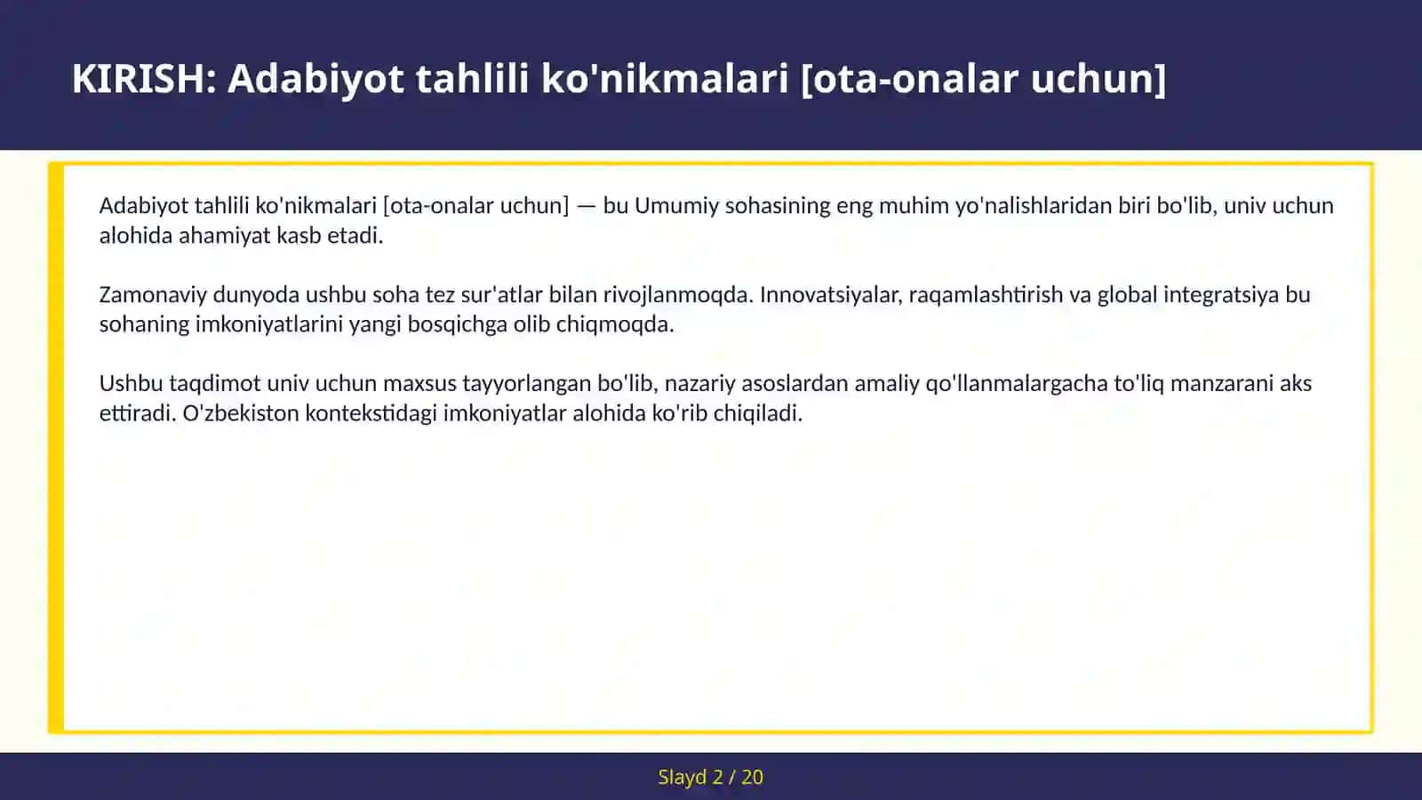 Adabiyot tahlili ko'nikmalari [OTA-ONALAR UCHUN] 2
