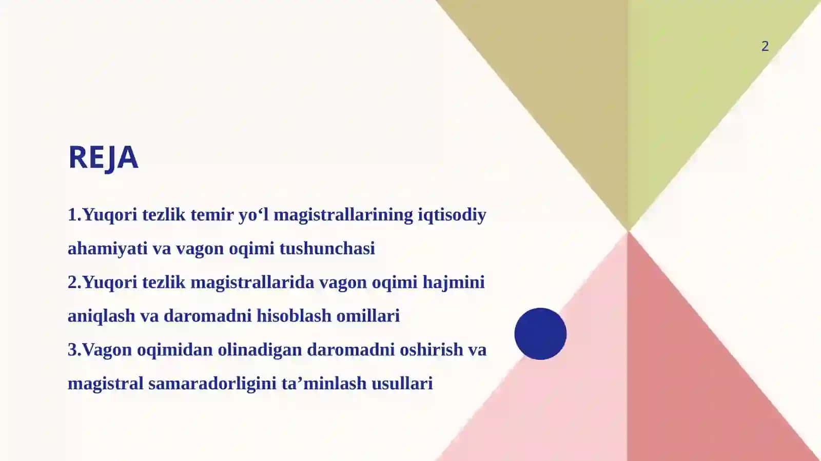 Yuqori tezlik magistrallarini yaratishda vagon oqimi daromadlarini aniqlash 2