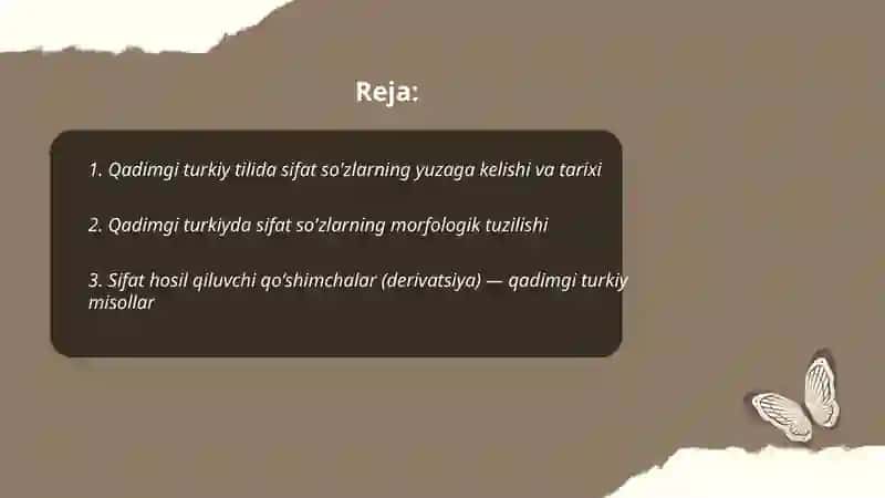Sifat sõz turkumining qadimgi turkiy til versiyasi 2