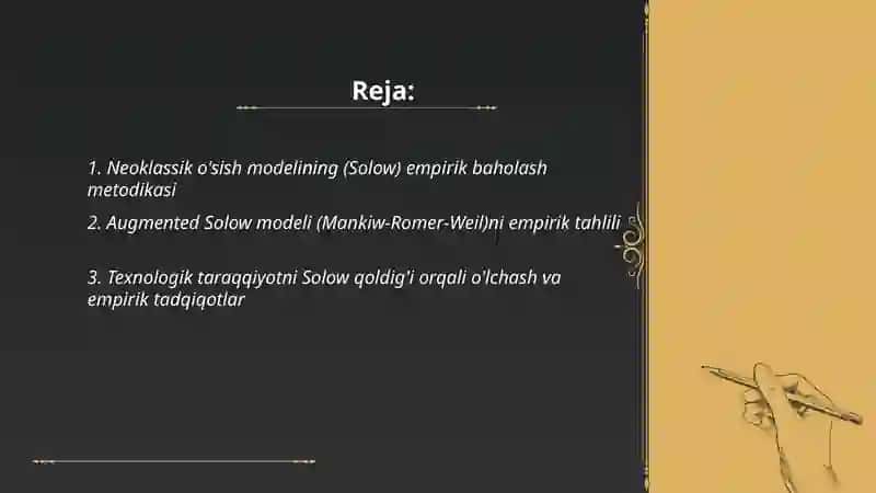 Neoklassik o'sishning empirik qòllanishi 2