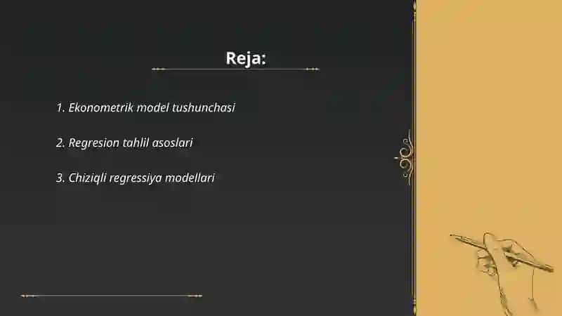 EKONOMETRIK MODELARNI BAHOLASH 2