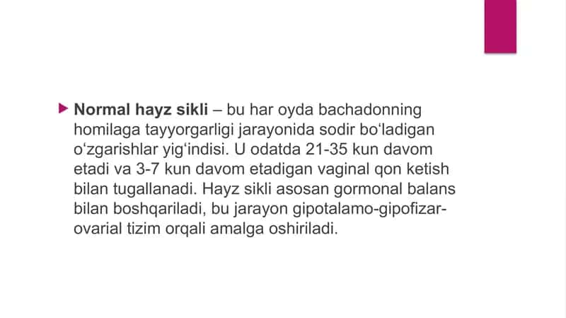 Normal xayz sikli buzilishlari 2