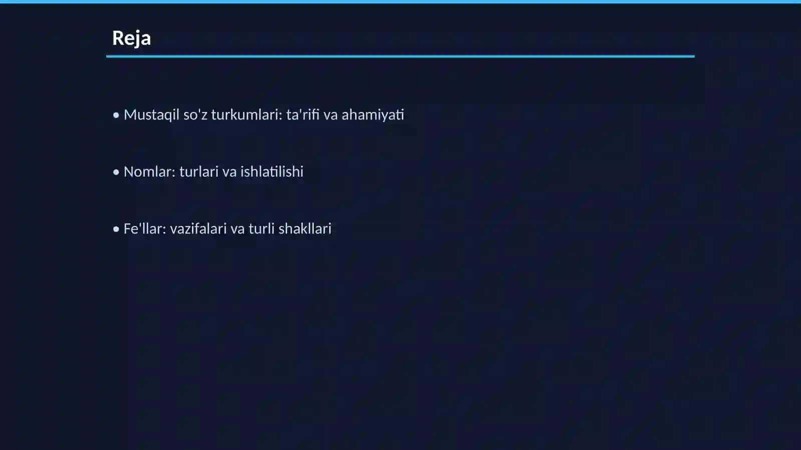 Mustaqil so'z turkumlari tartibi 2