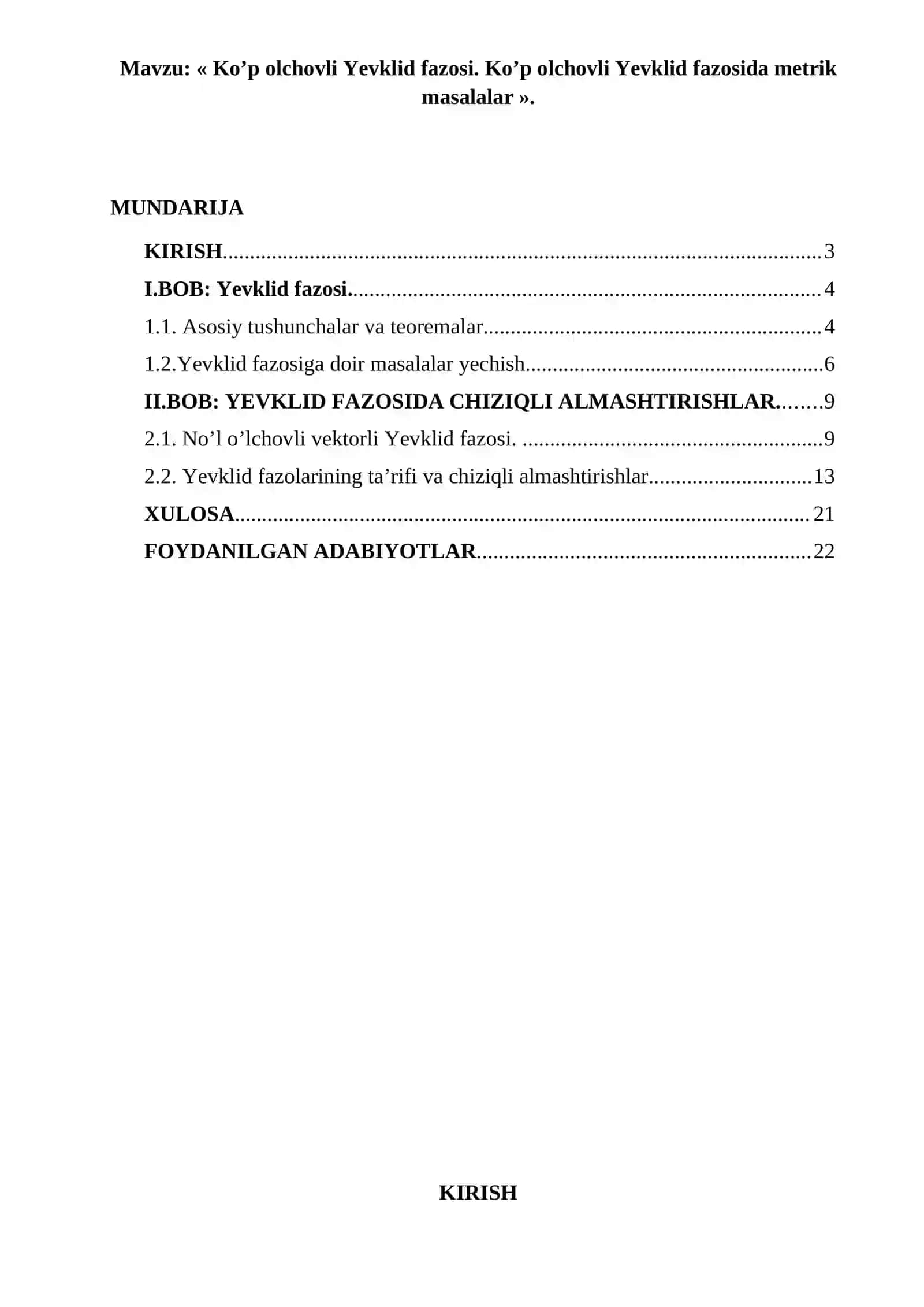 ANALITIK GEOMETRIYA KURS ISHI 2