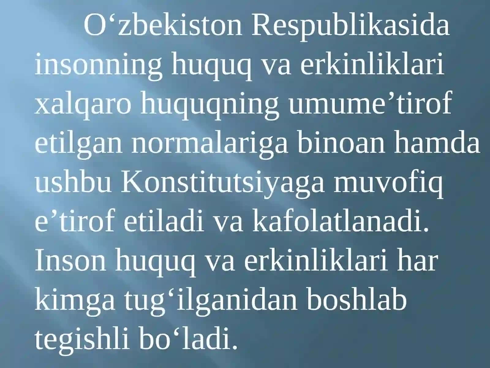 Insonning shaxsiy-huquq, muqomidagi vagohlari 2