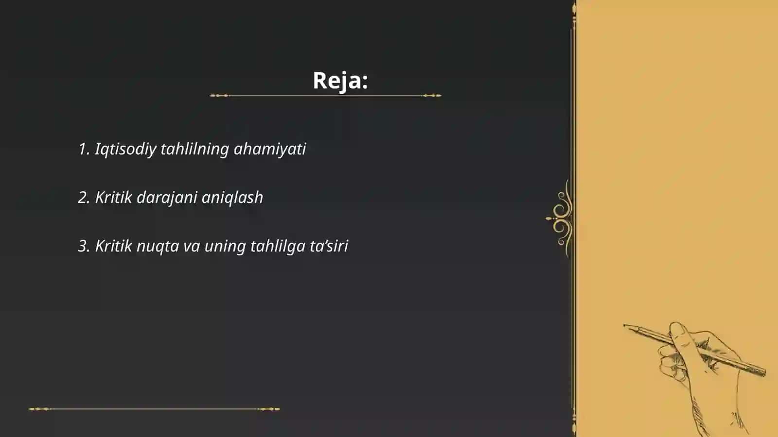 Iqtisodiy tahlil fanida kritik daraja nima va uni tavsiflang 2