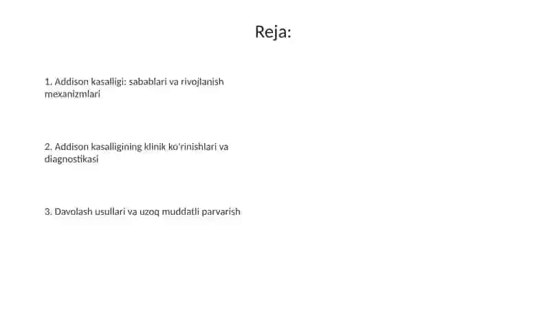 Addison kasalligi patogenezi etologiyasi va davolash usullari 2