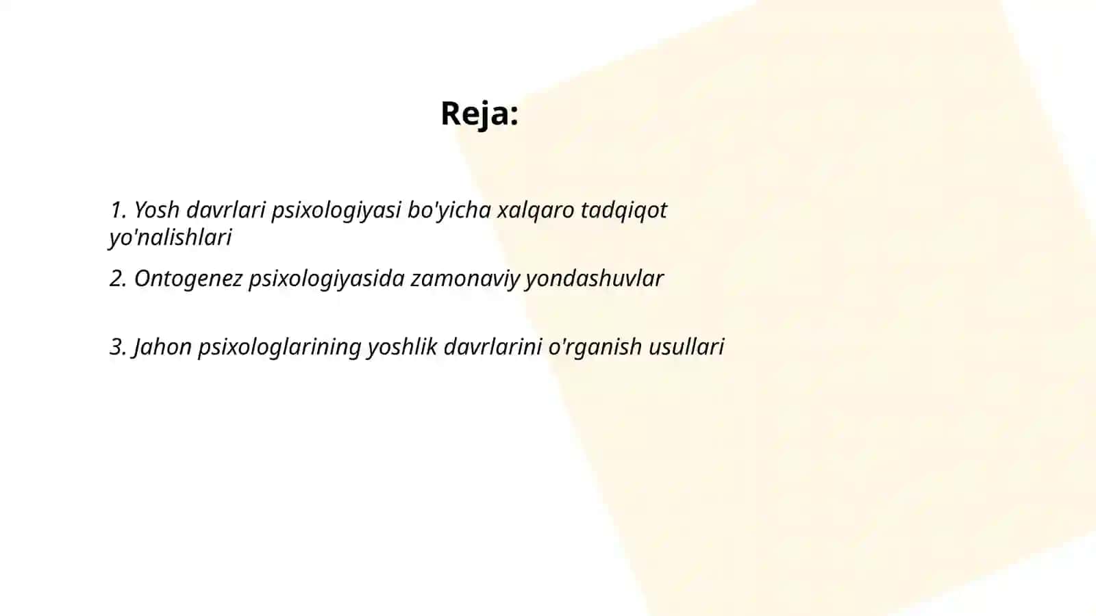 Yosh davrlari psixologiyasi tadqiqot muommolari 2