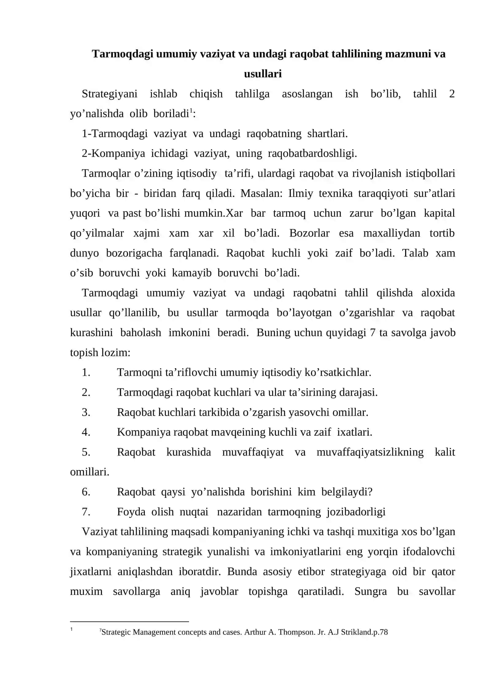 Raqobatchilikning tahlil qilish usuli 2