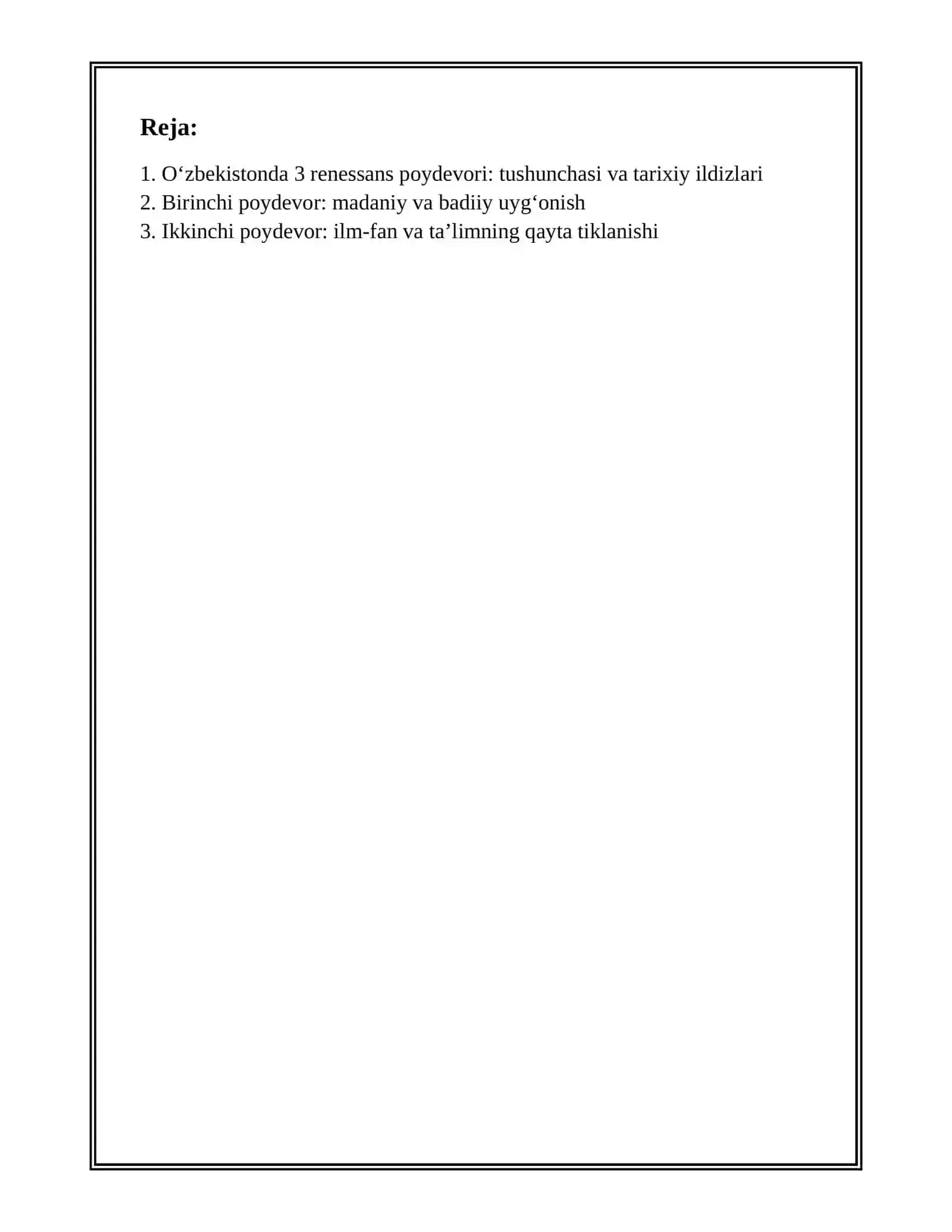 OʻZBEKISTONDA 3 RENESSANS POYDEVORI 2