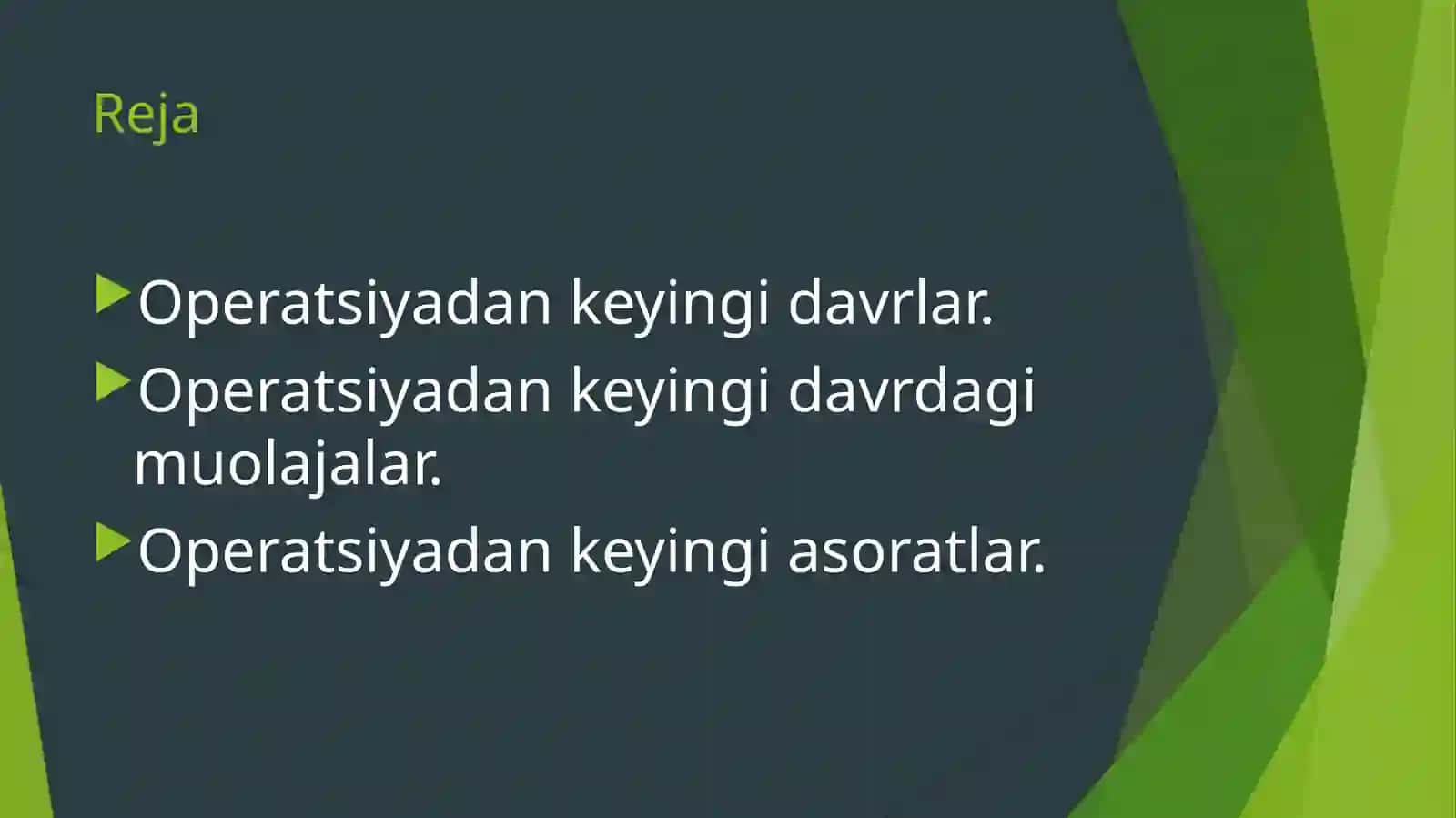 Xirurgik bemorlarni operatsiyadan keyin g'idavarlish 2
