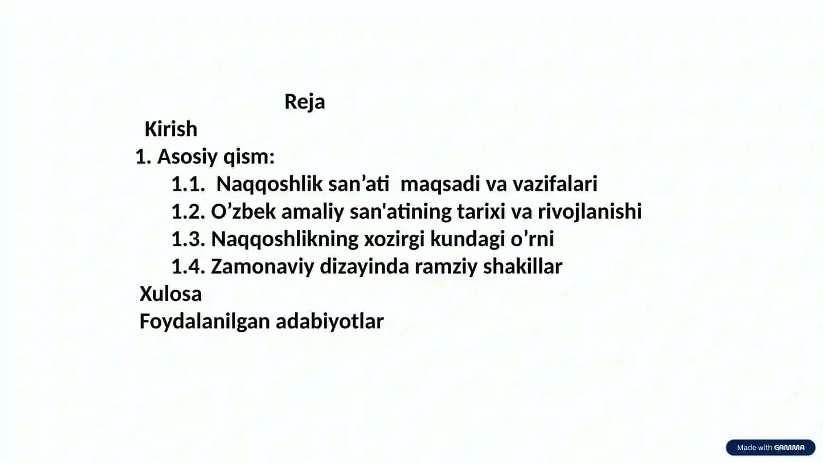 ARTdarslarida amaliy san'at mavzusining o'qitilishi. (naqqoshlik mavzusi misolida) 2
