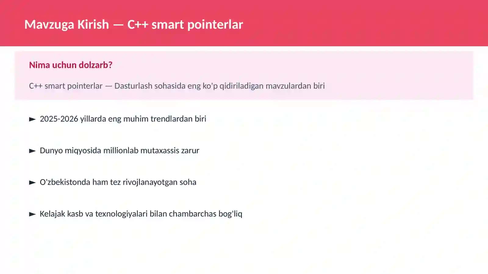C++ VA TIZIM DASTURLASH 2