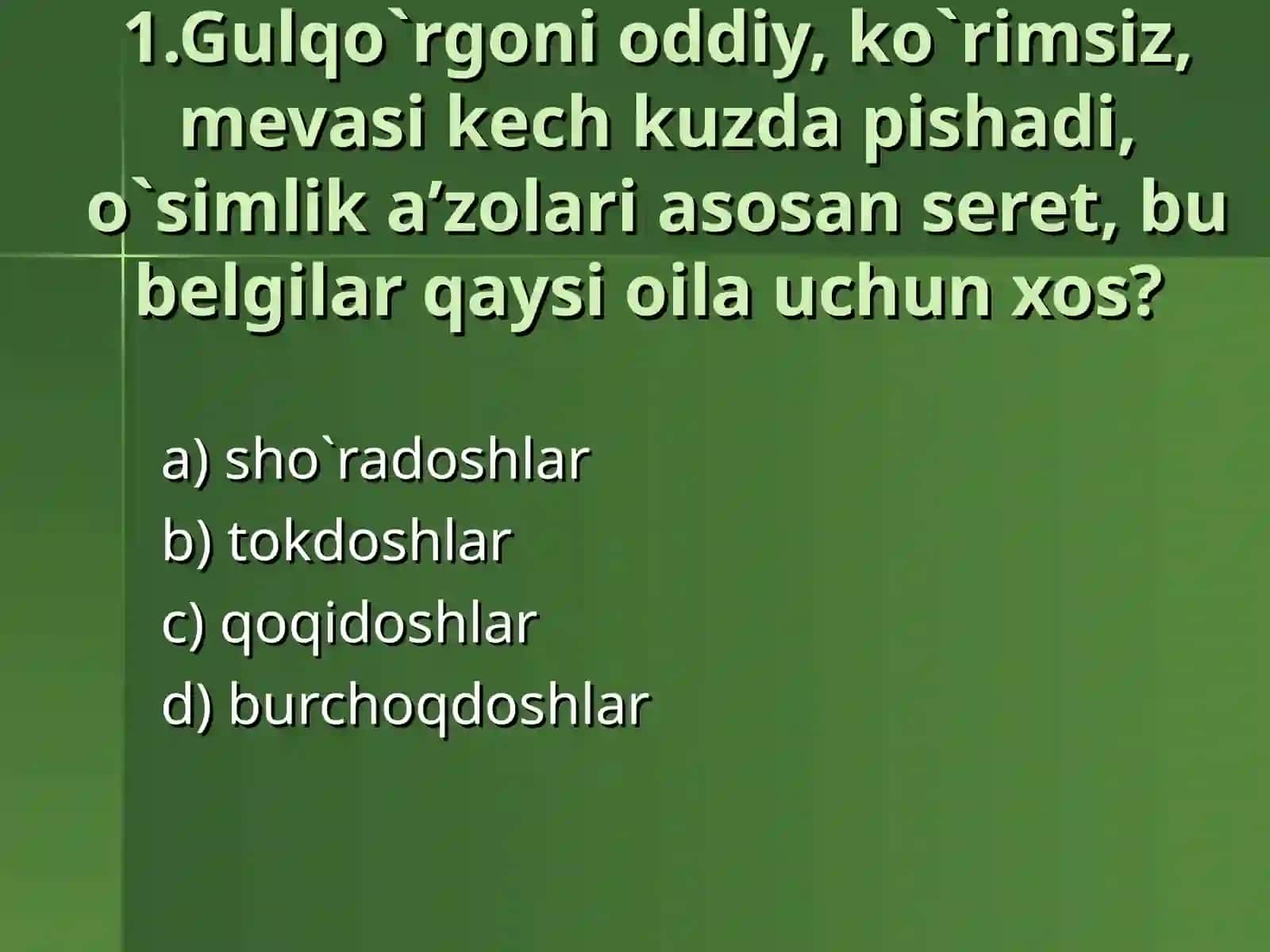 RA`NODOSH, KARAMDOSH, YO`SIN, GULXARI, BURCHOQDOSH OILALARI 2