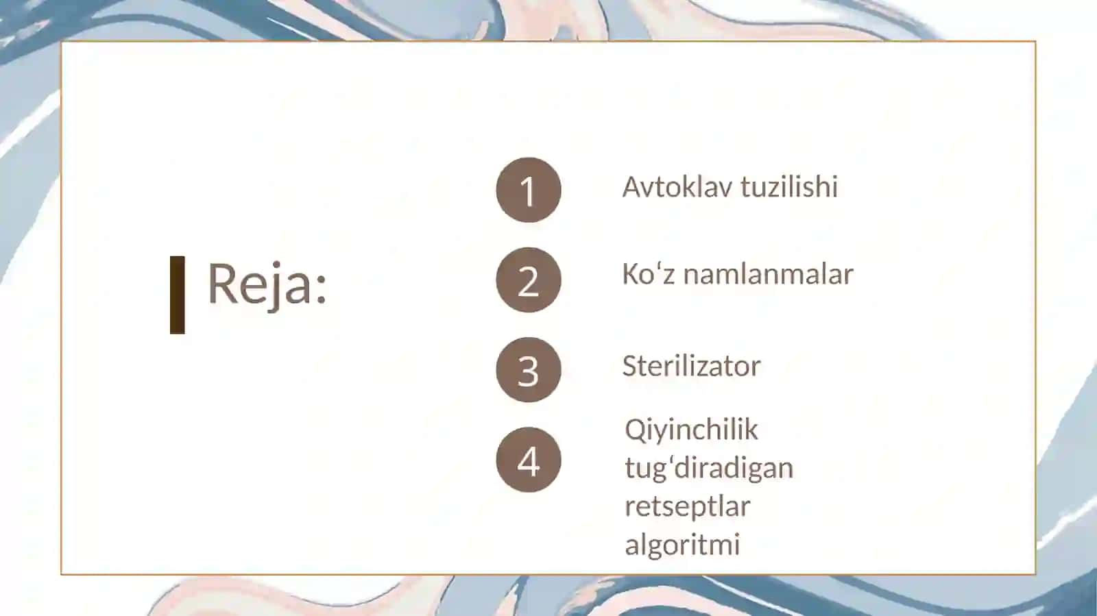 Oquvchan parli sterilizatorlar. Sterilizator.Avtoklav tuzilishi. Ko‘z tomchilari, namlamalari texnologiyasini o‘ziga xos tomonlari. Qiyinchilik tug‘diradigan retseptlar algoritmi 2