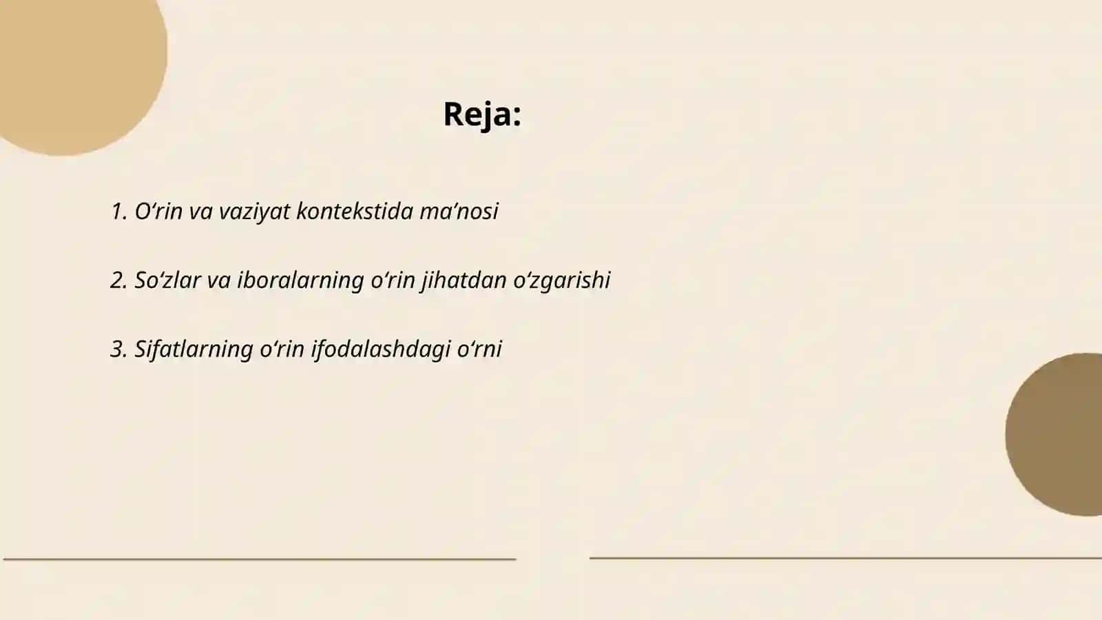Oʻrin va vaziyat kontekstida maʼnosi 2