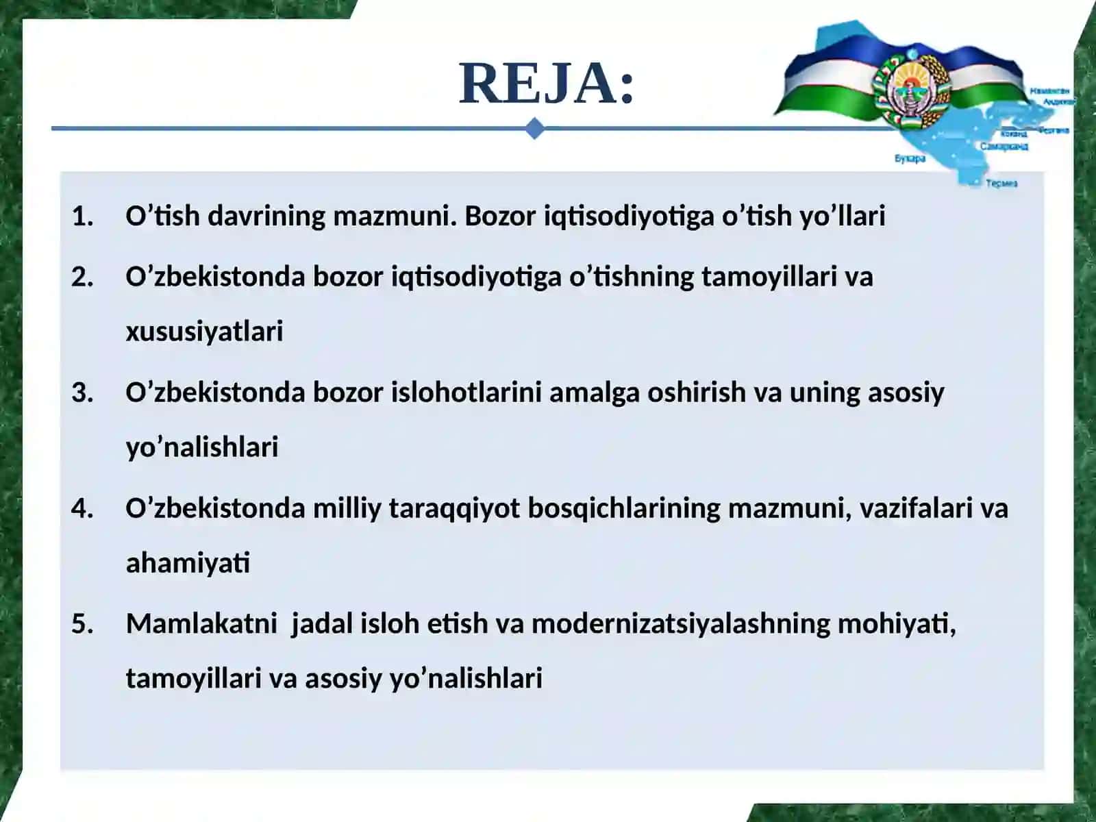 Bozoriqtisodiyotiga o’tish davrida uning O’zbekistondagi xususiyatlari 2