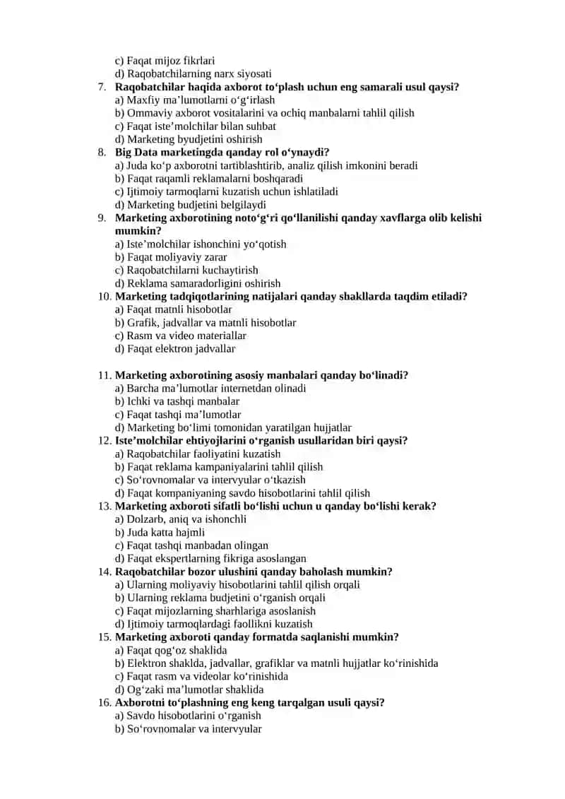 MARKETING FAOLIYATINI AXBOROT BILAN TA’MINLASH 2