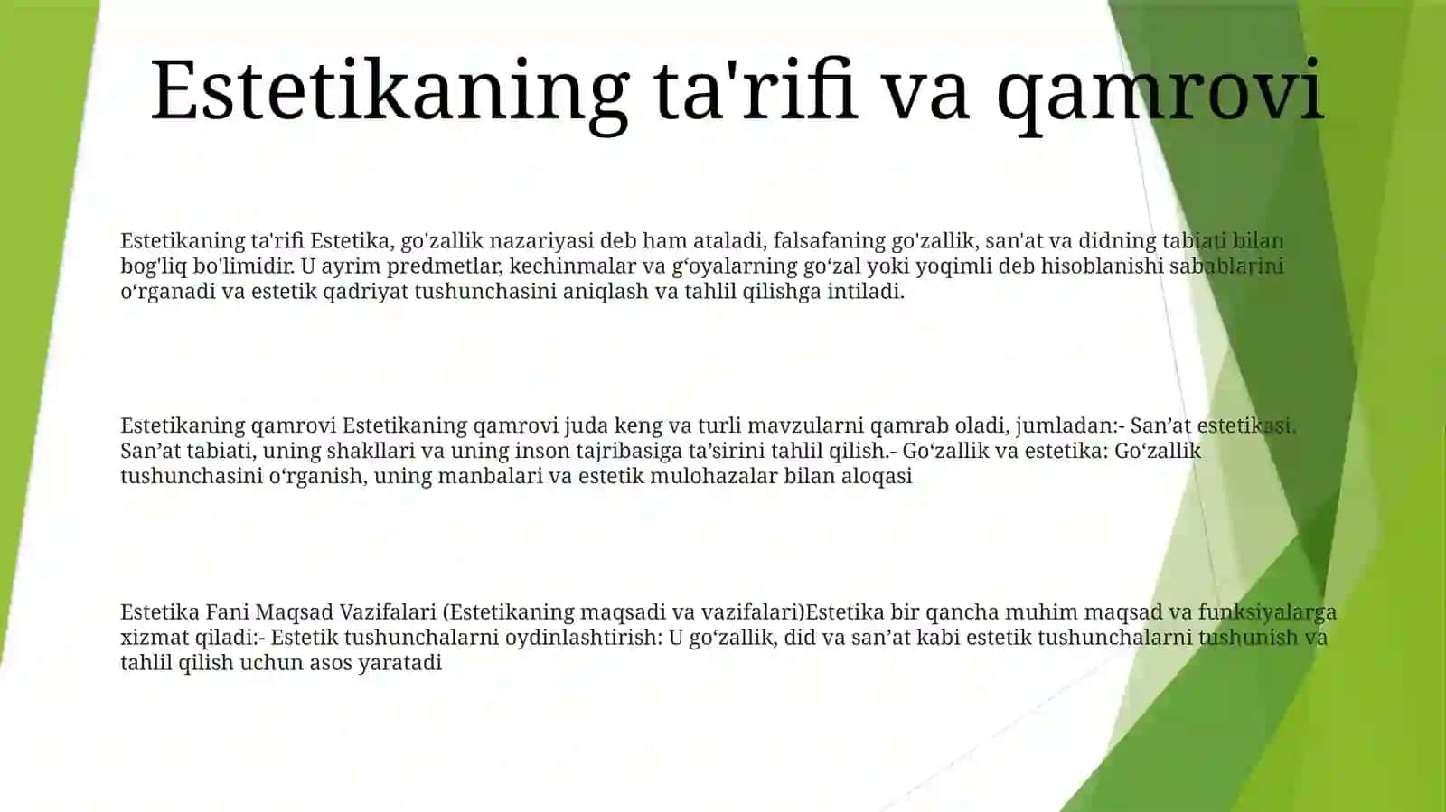 Estetika Fani Maqsad Va Vazifalari 2
