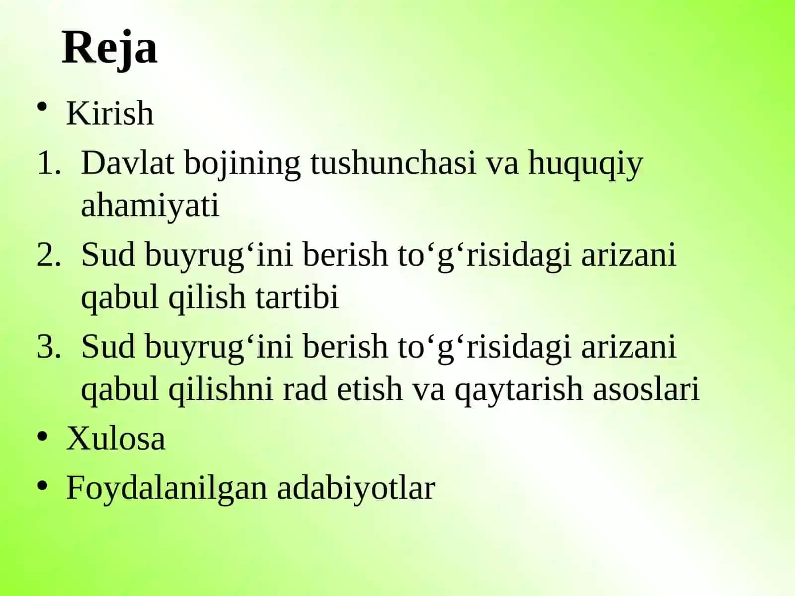 Davlat boji.Sud buyrug‘ini berish to‘g‘risidagi arizani qabul qilishni rad etish va qaytarish 2