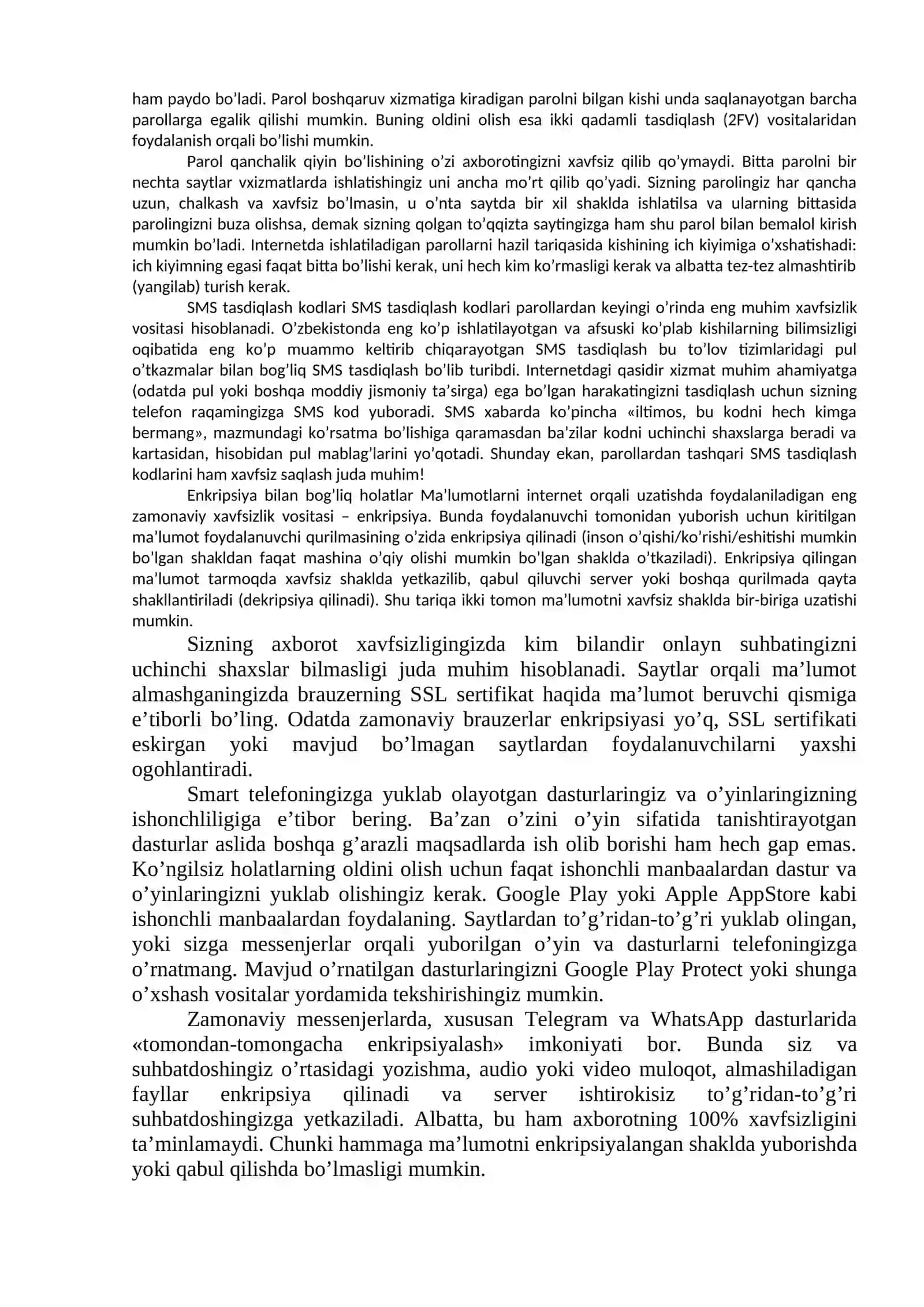 O`ZBEKISTONDA AXBOROT XAVFSIZLIGINING MA`NAVIY VA HUQUQQIY ASOSLARI 2