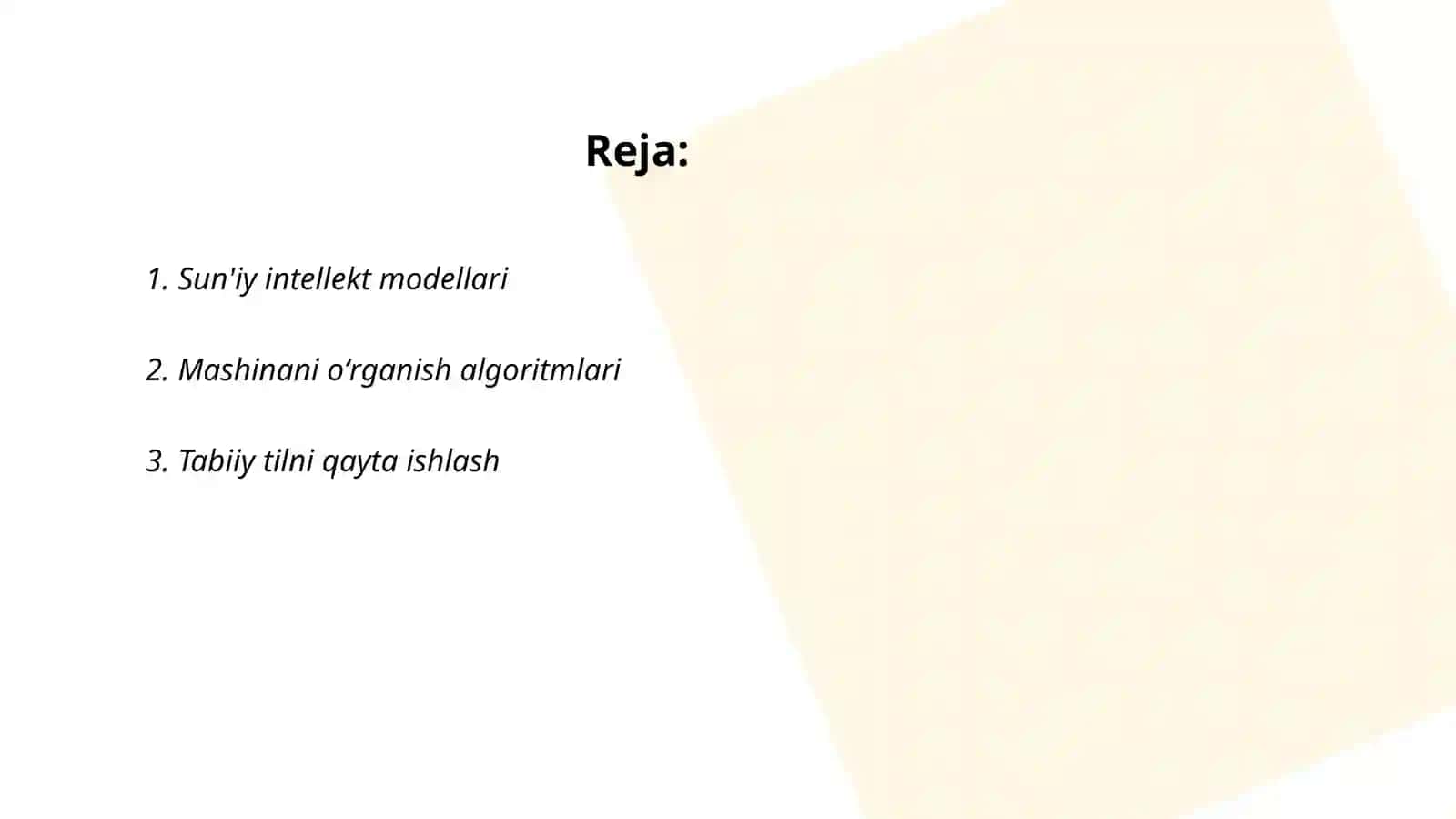 Sun'iy intellekt modellari 2