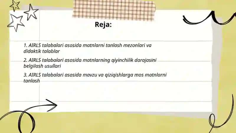 AIRLS talabalari asosida matnlarni tanlash va tahlil qilish 2