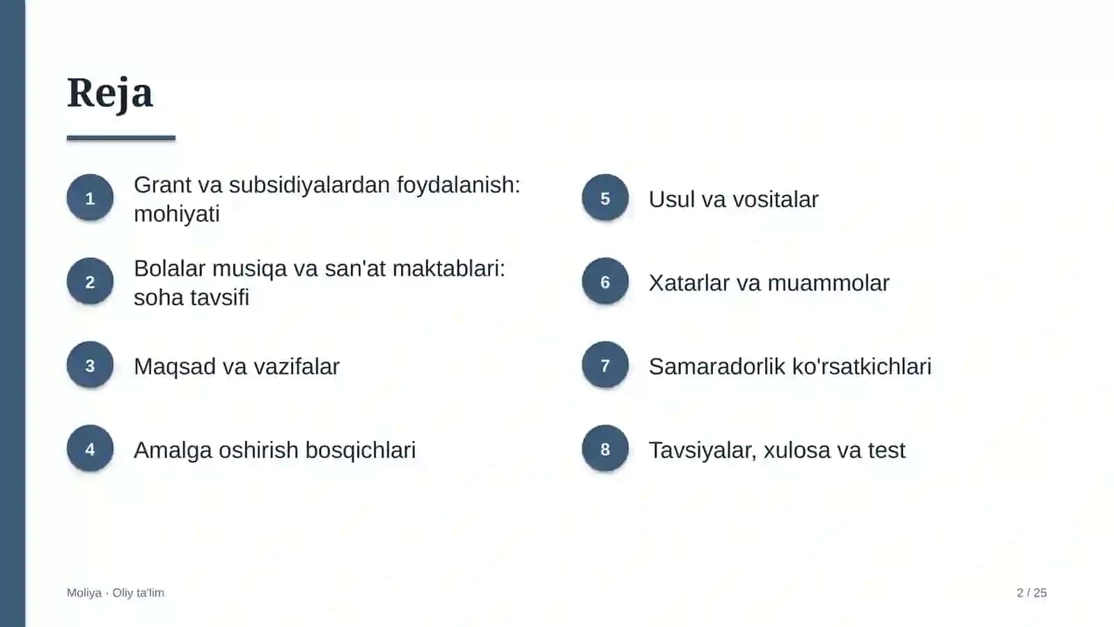 Bolalar musiqa va san'at maktablarida grant va subsidiyalardan foydalanish 2