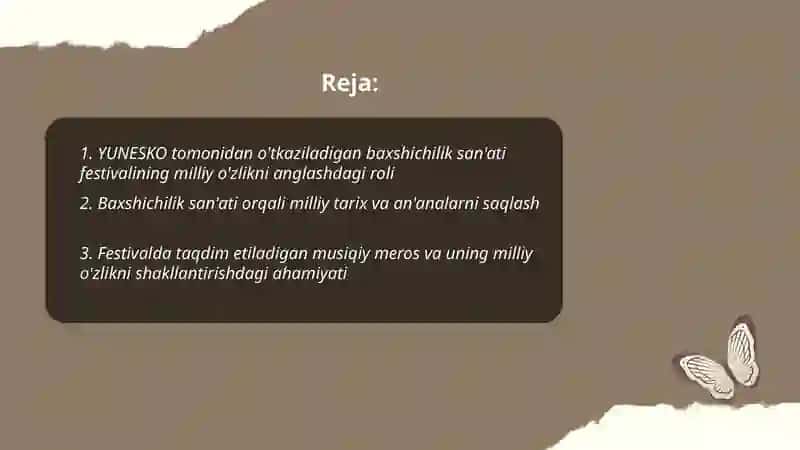 Baxshichilik san'ati festivali milliy o'zlikni anglash targibotchisi 2