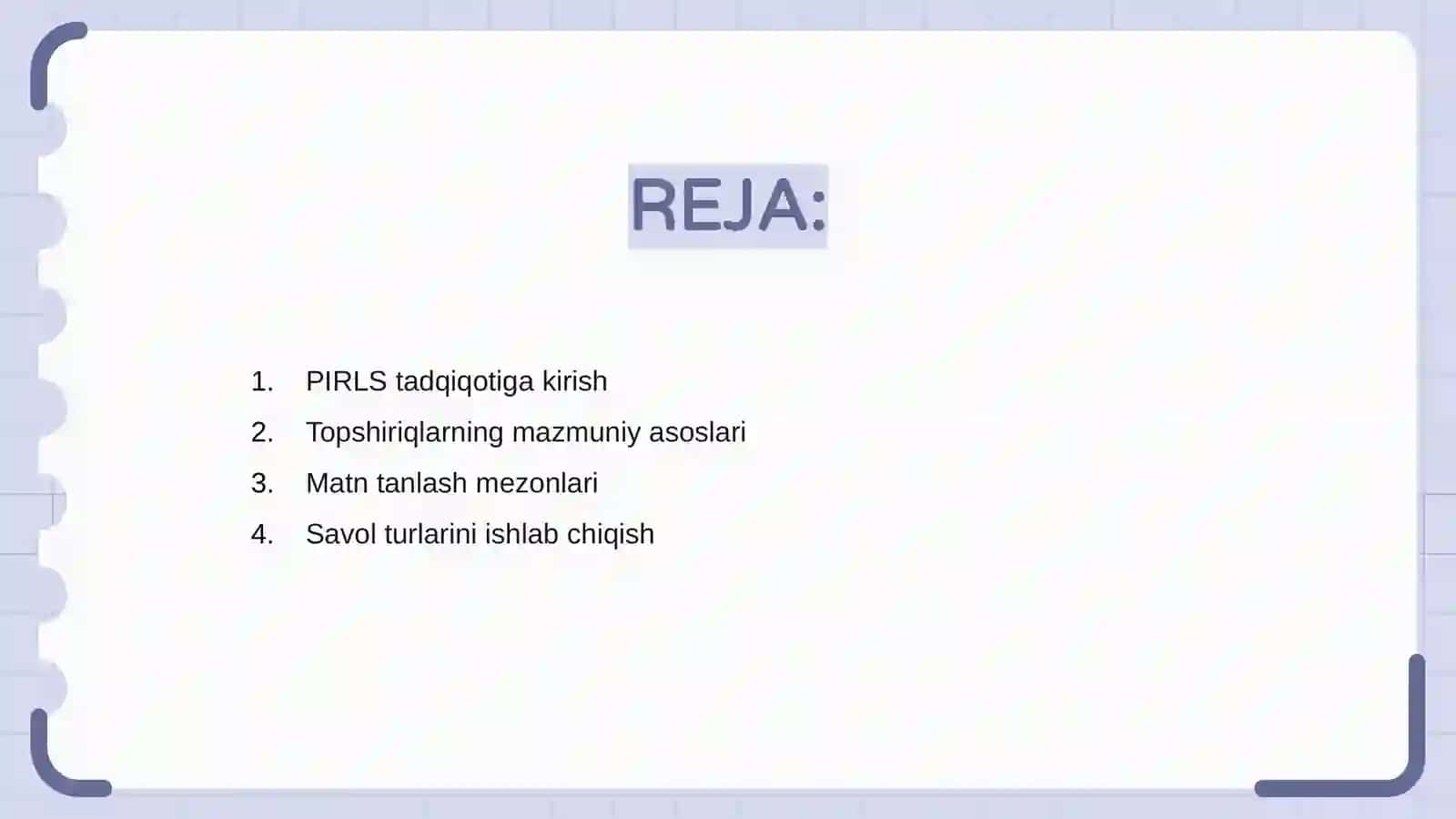 PIRLS tadqiqoti uchun topshiriqlar tayyorlash va ular ustida ishlash texnologiyasi 2