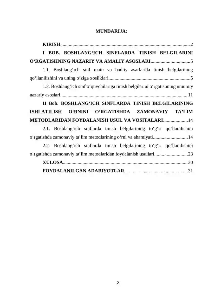 BOSHLANGʻINCH SINFLARDA MATN VA BADIIY ASARLARDA TINISH BELGILARINING ISHLATILISH OʻRNI. 2