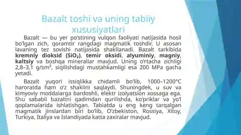 Bazalt sanoatining rivojlanish tarixi 2