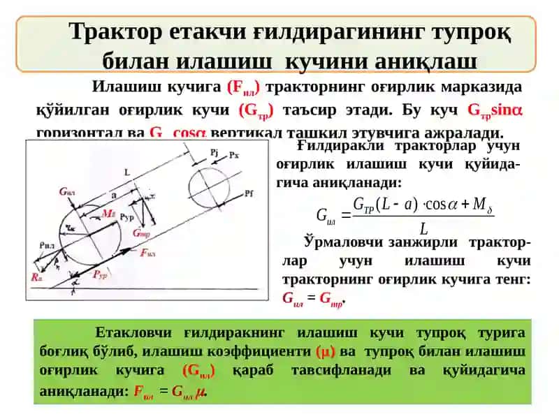 Тракторнинг уринма тортиш кучи 2