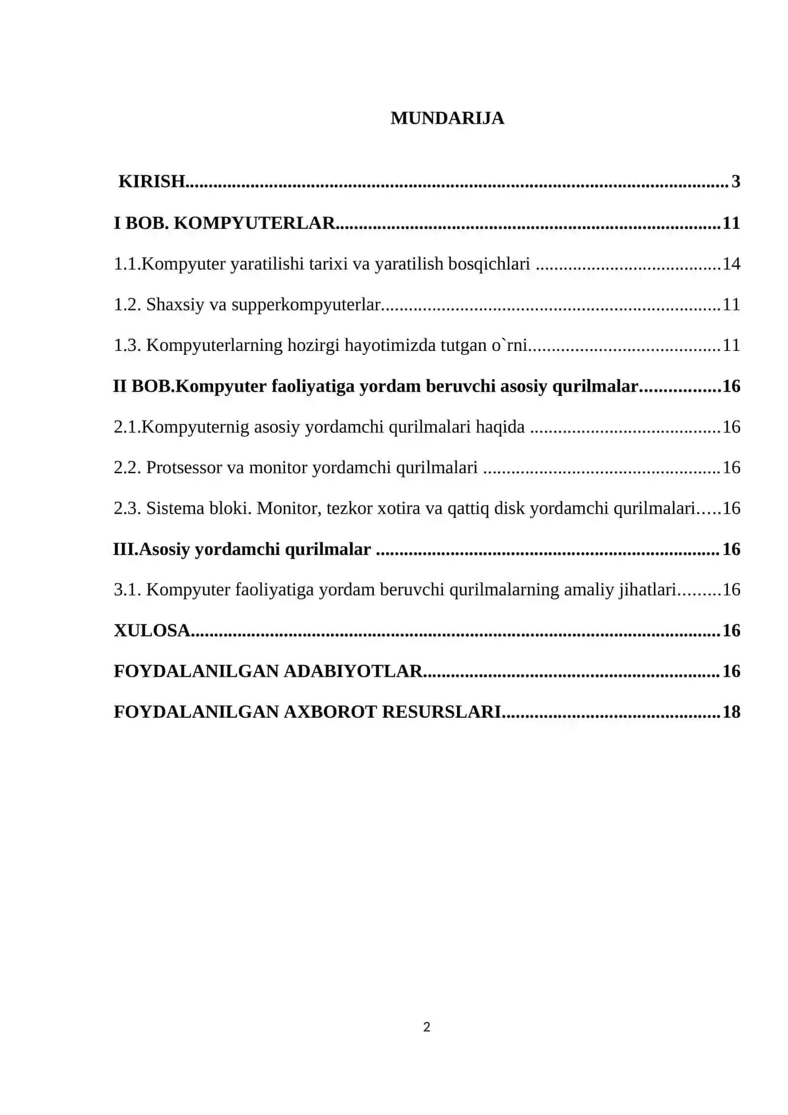 KOMPYUTERLAR VA ULARNING ASOSIY QURILMALARI” 2