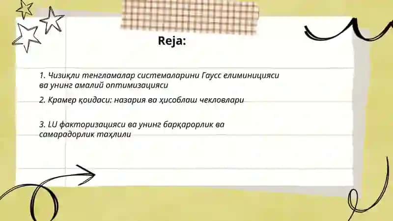 Тенгламалар системаси битирув малака иши бойча 2