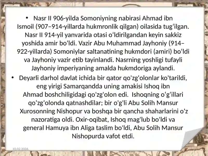 Nasr II davrida Somoniylar 2