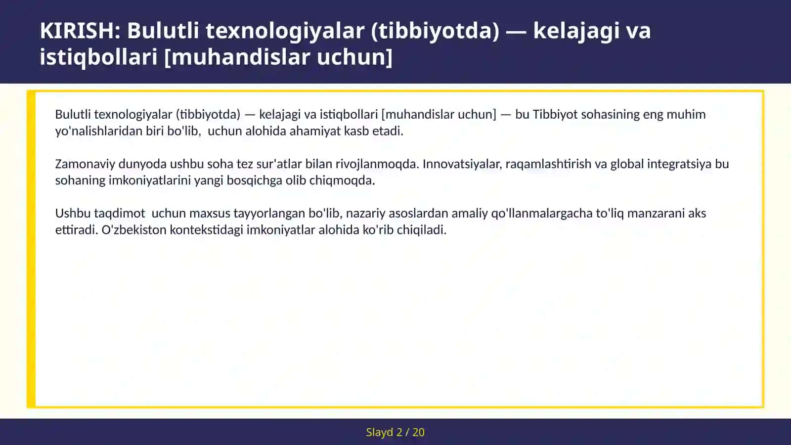Bulutli texnologiyalar (tibbiyotda) — kelajagi va istiqbollari [muhandislar uchun] 2